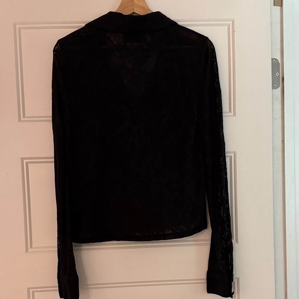 Maeve Black Lace Button Down Shirt - Picture 5 of 7